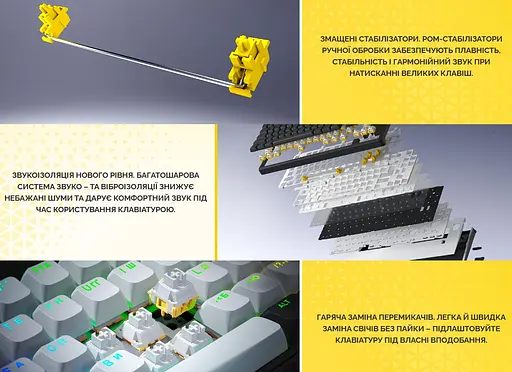 Клавиатура игровая механическая HATOR HTK-4160-RU Skyfall 65 PRO Wireless Aurum Vanila Silent Switch USB, 2,4 ГГц, BT 5.3 - фото 9