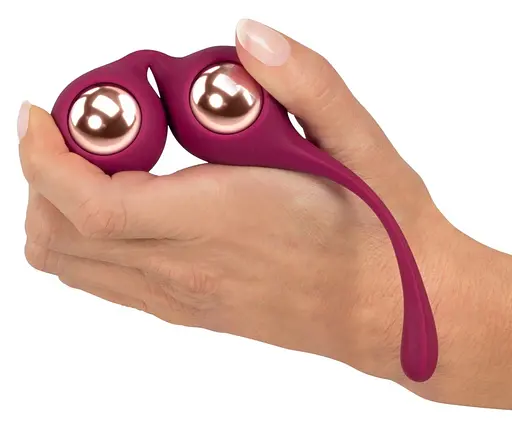 Вагінальні кульки Sweet Smile Kegel Training Balls With Extra Weights, 18.3 см, бордовий - фото 5