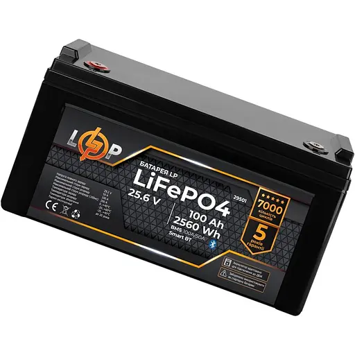Акумулятор LogicPower LiFePO4 Smart BT 24V 25.6V/100Ah/2560Wh BMS 100A/50А (29501) [107376] - фото 2