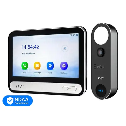 Комплект IP-відеодомофона з WiFi TVT TE-KT6101-001 Black: відеодомофон 7" TD-E2137-PE/TP/WF, відеопанель 2Mp TD-E3110-IC/PE/WF, кутовий кронштейн, монтажна коробка з козирком (82-00411)