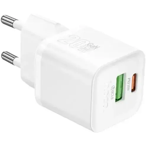 Сетевое зарядное устройство Hoco N65 Ingenious PD20W+QC3.0 charger + кабель USB-C-USB-C белый - фото 1
