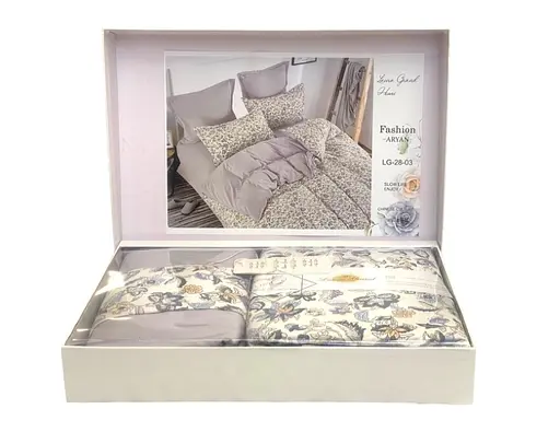 Постельное белье сатин Laura-Grand 17 евро комплект с 4 наволочками Лавандовый с узорами - фото 2