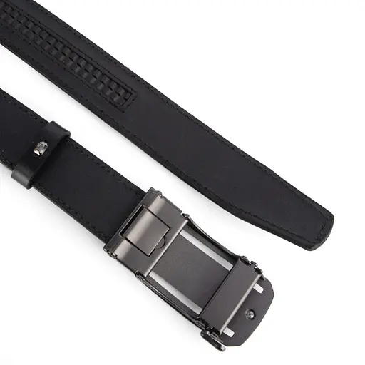 Ремінь шкіряний чоловічий чорний на автоматі SF-3421 (135 см) - фото 4