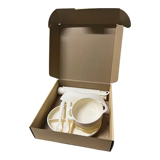 Набір силіконового посуду для першого прикорму дітей на присосці, 6 предметів, milk - фото 2