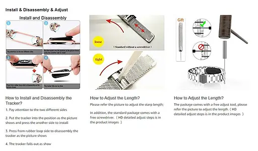 Ремінець для фітнес-браслета Boorui для Xiaomi Mi Band 3 і 4 металевий рожевий - фото 6