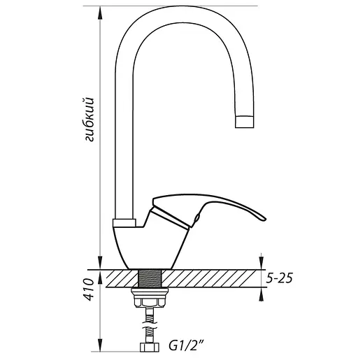 Змішувач для кухні Zerix YUB 279 з чорним гнучким виливом ZX0439 Хром - фото 2