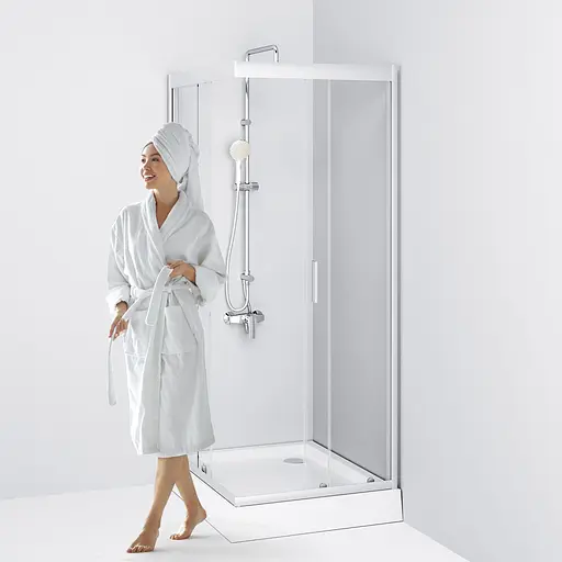 Душевая кабина Am.Pm Gem 100x80 см без поддона хром W90UG-404-100280-MT, Универсальная, прозрачная, хром - фото 6