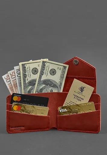 Женское кожаное портмоне 4.2 на коралловой кнопке Crazy Horse - фото 3