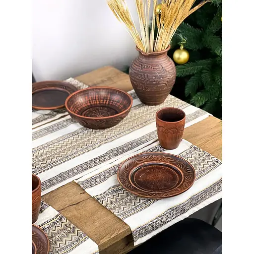 Комплект Рождественский льняной с украинским орнаментом Рандеву-2 Ранер 140х30 см + салфетки 30х40 см 3 шт. - фото 2