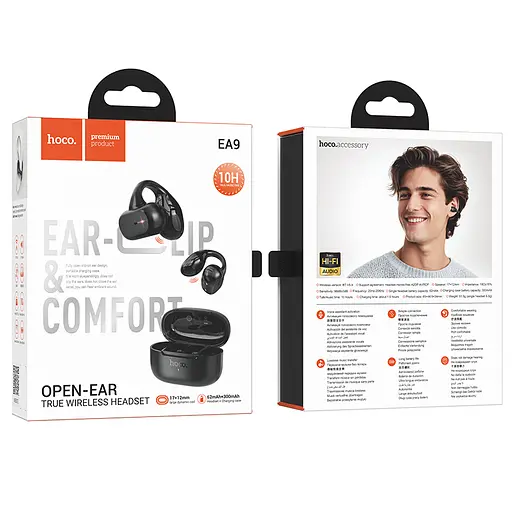 Бездротові навушники HOCO EA9 Clear sound clip-on true wireless BT headset Black - фото 5
