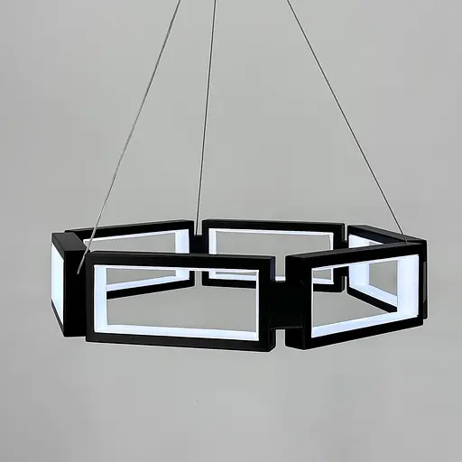 Люстра із підвісним чорним кільцем з прямокутників Ø 45 см | Арт. MJ 235-500 | Line F - фото 4