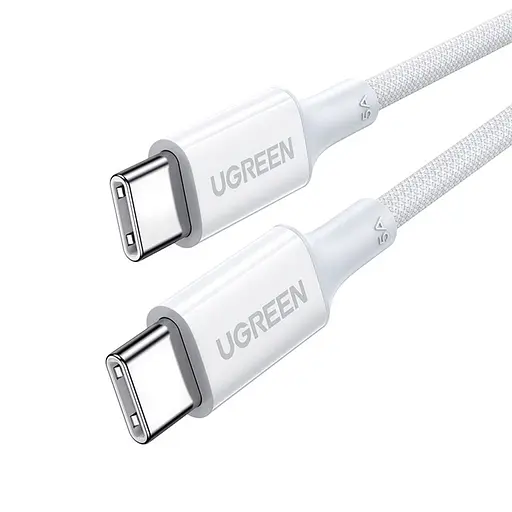 Кабель 5 А скоростной Ugreen US557 USB-C - USB-C 100W 1 метр белый - фото 1