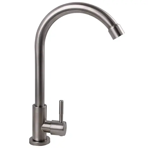 Монокран EcoMix AISI-0001M одноричажний змішувач для умивальника поворотний з нержавіючої сталі - фото 2