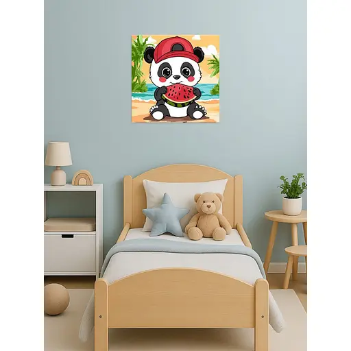 Картина за номерами "Літо. Панда з кавуном ©art_selena_ua KHO1251, 25х25 см - фото 2