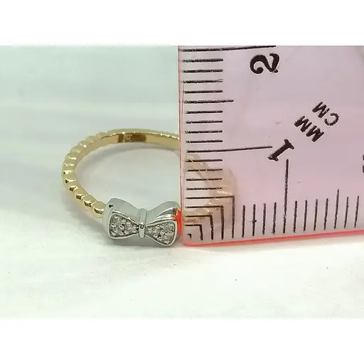 Золотое кольцо Харьковская ювелирная фабрика Бантик с фианитами. 700270 15,5 - фото 5