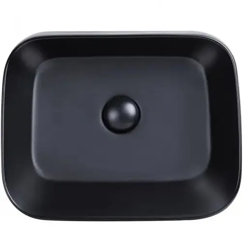 Раковина накладна прямокутна Qtap Scorpio матова чорна з донним клапфаном - фото 1