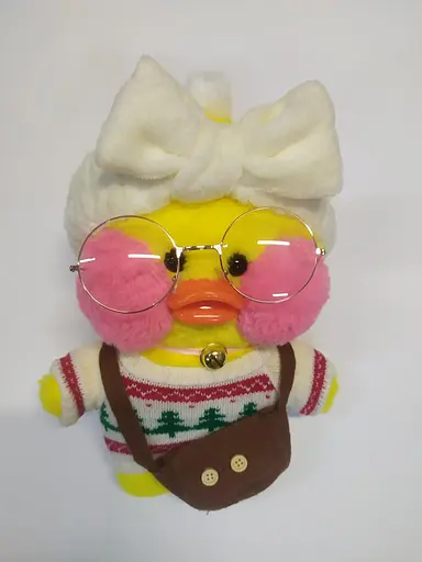 М'яка Качка Lalafanfan Duck в одязі 30см в пов'язці - фото 1