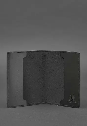 Кожаная обложка для военного билета 7.0 черная Crazy Horse - фото 3