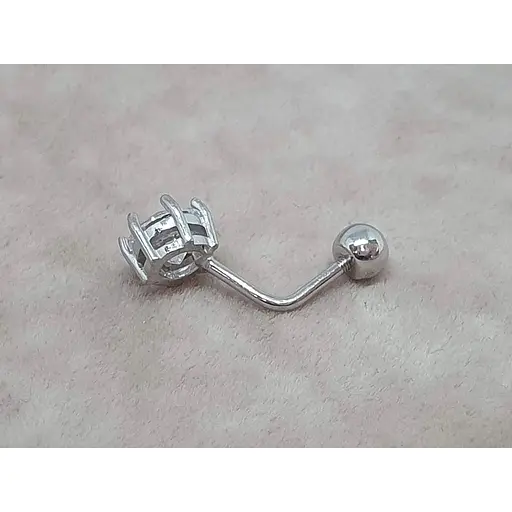 Срібна сережка для пірсингу пупка Umax з фіанітом. 7032U - фото 2