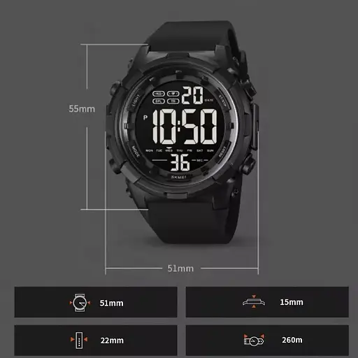 Чоловічий наручний годинник Skmei 1845 (Чорний) - фото 7