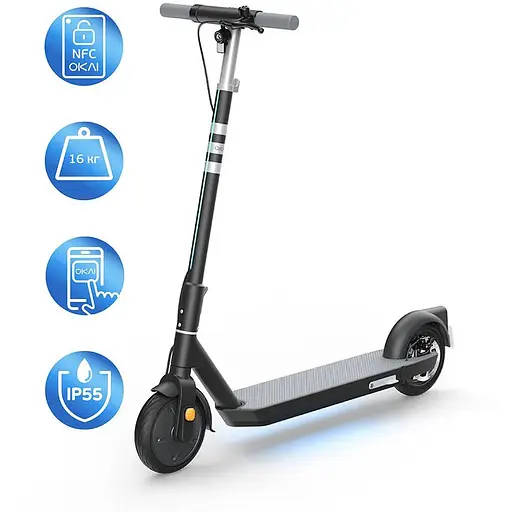 Електросамокат OKAI ES20-NEON чорний 9", 300(600)W, 9. 8Ah, 40km, 25km\h, 20%, NFC, App, 16kg - фото 1