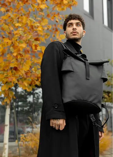 Мужской рюкзак ролл Sambag RollTop Double черный 41 х 27 х 18 см (24330001m) - фото 5