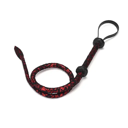 Батіг Liebe Seele Victorian Garden Lace і Vegan Leather Bull Whip 90 см чорний з червоним - фото 3