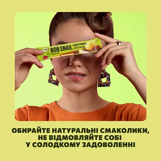 Натуральная фруктово-ягодная конфета Bob Snail Fruit Roll Looong яблочно-грушевая 15 г  - фото 3