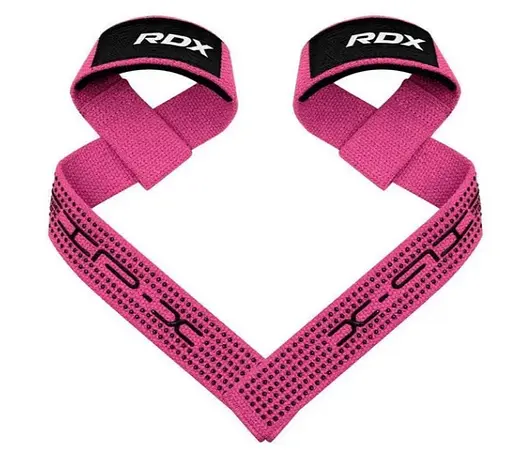 Лямки для тяги RDX S4 Gym Cotton Gel Straps Pink Plus (WAC-S4P+) - фото 1