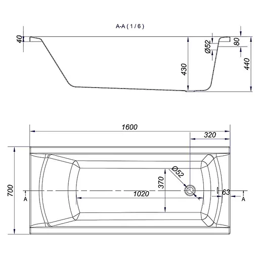 Ванна акрилова Cersant Korat 160x70 - фото 3