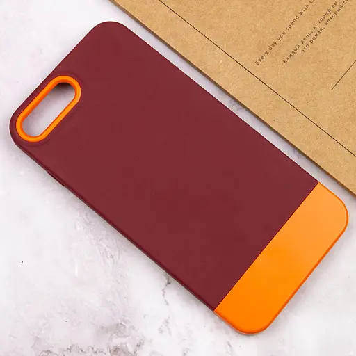 Чехол TPU+PC Bichromatic для Apple iPhone 7 plus/8 plus 5.5 Brown burgundy/Orange - фото 4