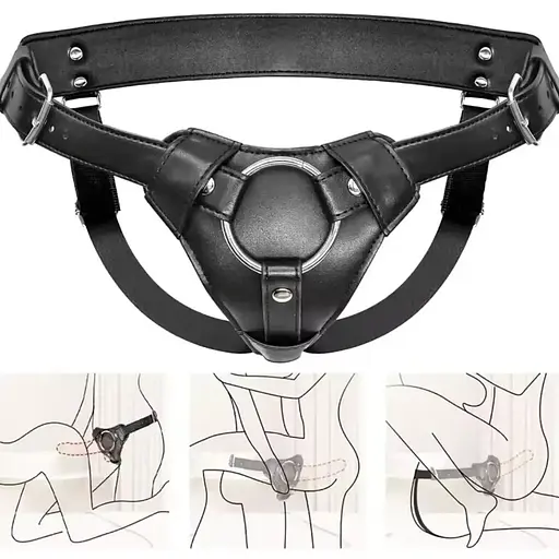 Трусики для страпона универсальные со сменными колечками для любого фалоимитатора с присоской. - фото 3