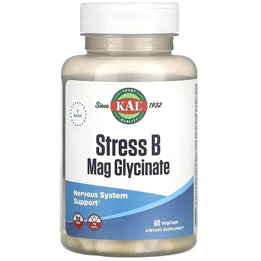 Витамины и минералы KAL Stress B Mag Glycinate, 60 вес.капсул - фото 1