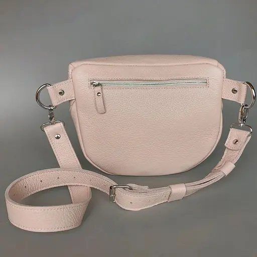 Шкіряна сумка поясна-кроссбоді Vacation пудровая флотар - фото 4