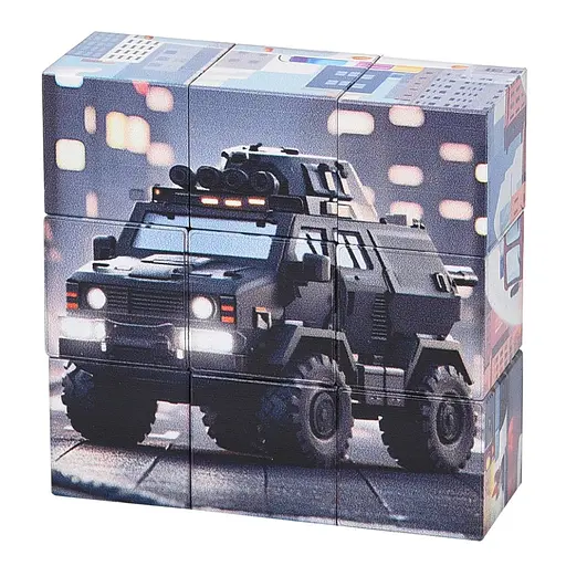 Дитячий магнітний кубік-пазл "Машини будівельні" Bambi CL325-3, 3 х 3 - фото 1