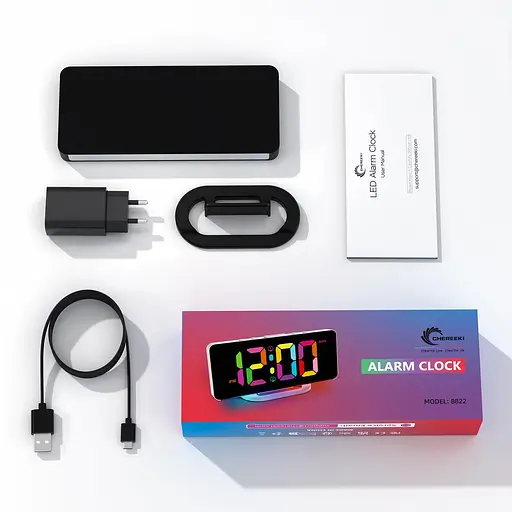 Будильник із живленням від мережі з нічним світлом RGB з Europlug - фото 5