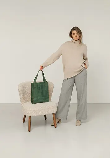 Шкіряна жіноча сумка шоппер Бетсі зелена - фото 6