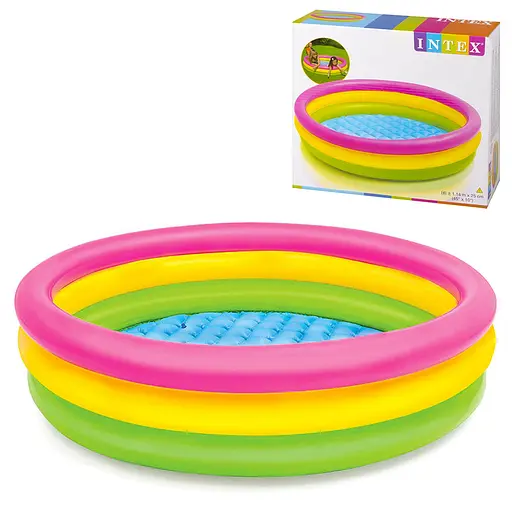 Басейн Веселка 57412 NP Intex 3 кільця, розміром 114х26см, об'єм: 136 л, вага 1,2 кг, від 3 до 6 років (6903100026014) - фото 1