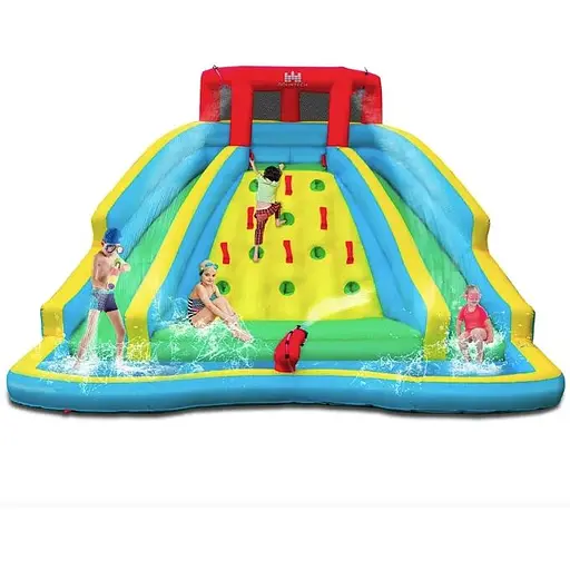 Надувна водна гірка Costway Summer зі стійкою для скелелазіння двостороння - фото 4