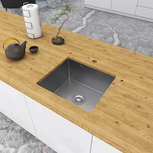 Кухонна мийка з нержавіючої сталі 50 см під стільницю 1.5 мм Nett NS-5045, Нержавіюча сталь - фото 4