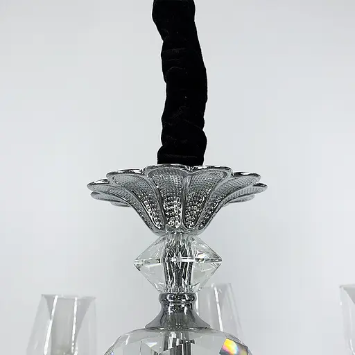 Люстра на 10 подвійних плафонів із елементами чорної екошкіри Line.F S 865/10 BK - фото 3