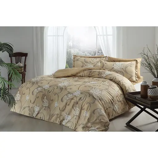 Комплект постільної білизни TAC Senja Beige Євро Різнобарвний 000230004