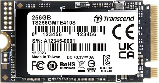 Накопичувач SSD Transcend m.2 NVMe 256GB M.2 2242, PCIe 4.0x4 3D TLC DRAM-less (TS256GMTE410S) - фото 1