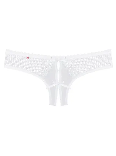 Стрінги з відкритим доступом Obsessive Alabastra L/XL білий - фото 8