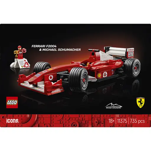Конструктор LEGO Icons Ferrari F2004 та Міхаель Шумахер 735 деталей (11375) - фото 1