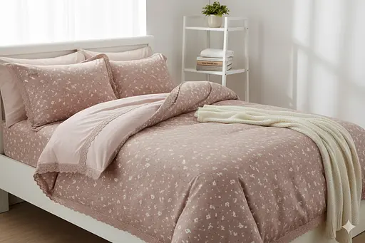 Постельное белье Laura Grand 33 05 сатин - евро комплект цвет пудровый - фото 1