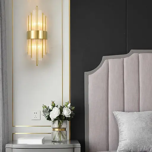 Бра Empire в латунном каркасе с прозрачными и металлическими трубочками Line F Арт. W18B-100*350 - фото 4