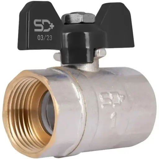 Кран шаровой Thermo Alliance Base 1" ВВ прямой, PN40, бабочка SD602W25 - фото 1