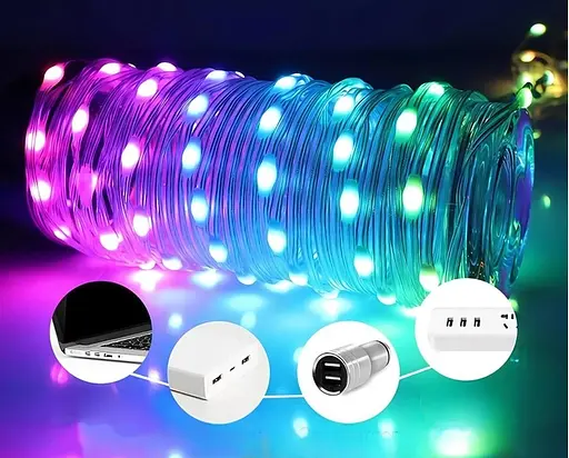 Гирлянда Роса Smart LED управления с телефона RGB Bluetooth от USB 5 м Разноцветная - фото 3
