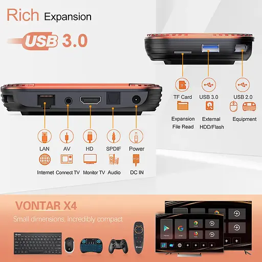 Смарт ТВ приставка Smart TV Box Android Vontar X-4 4/32GB - фото 3